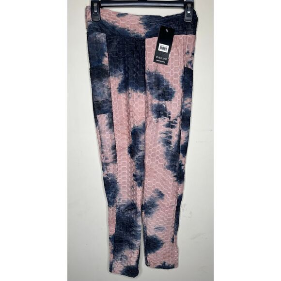 BUTT Sculpting Light Pink/Dark Blue Tie-Dye Leggings - Picture 1 of 3